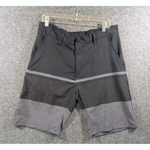 Academy Mens Grey and Black Shorts Zipper Pocket Detail Size 32 Casual, Travel